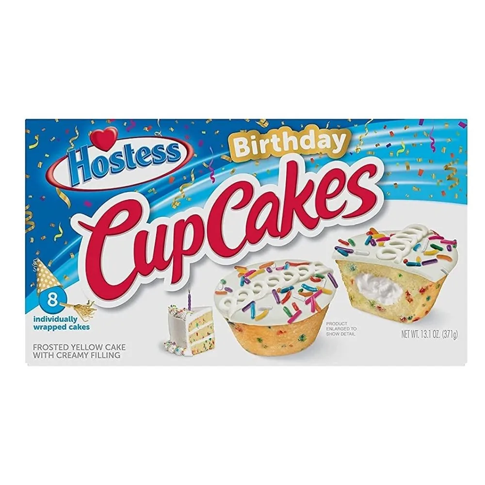 Anniversaire de l'hôtesse Cupcakes, petits gâteaux remplis de crème à la vanille recouverts de glaçage et de confettis colorés de 371g