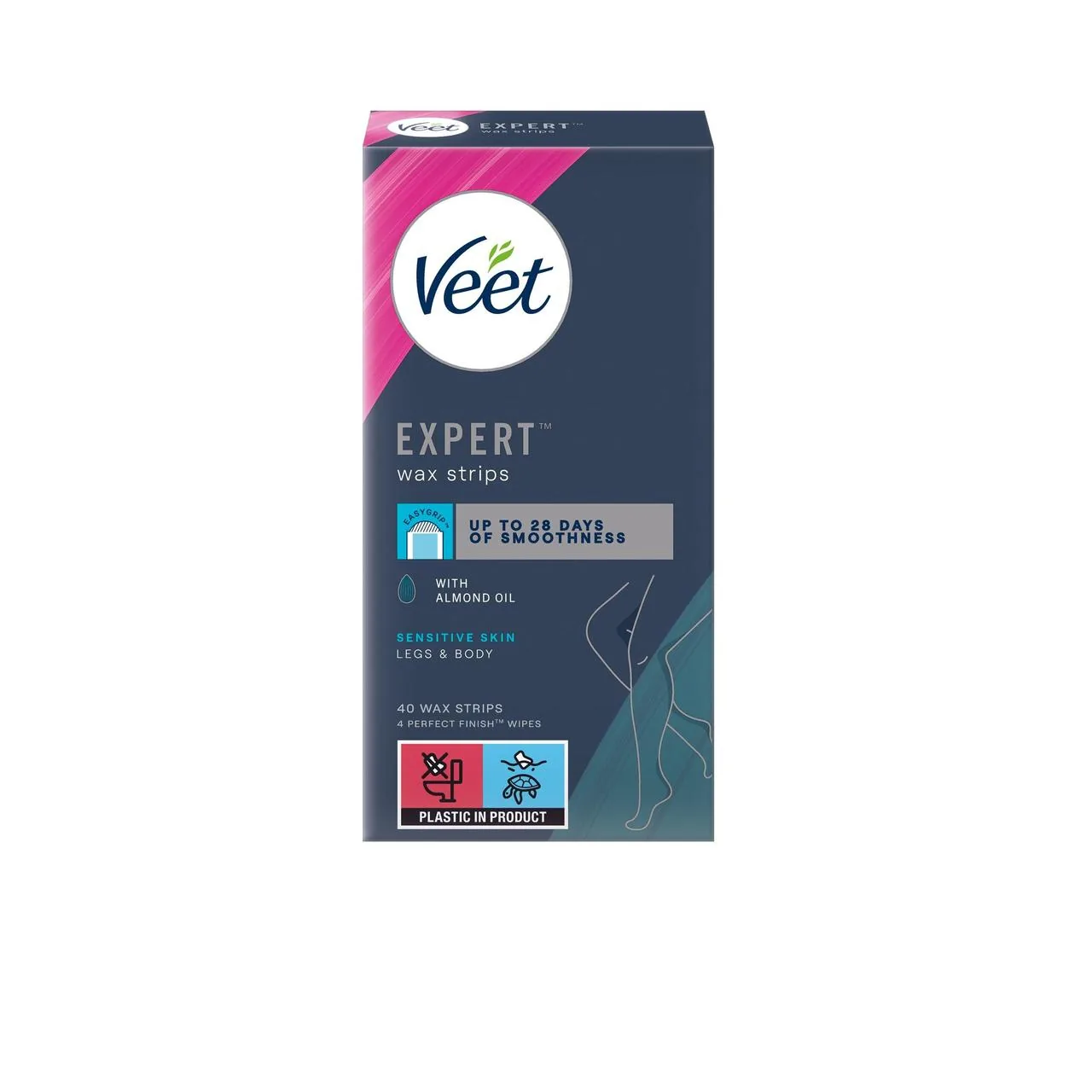Veet Expert Wax Strips Legs Sensitive 40 per pack
