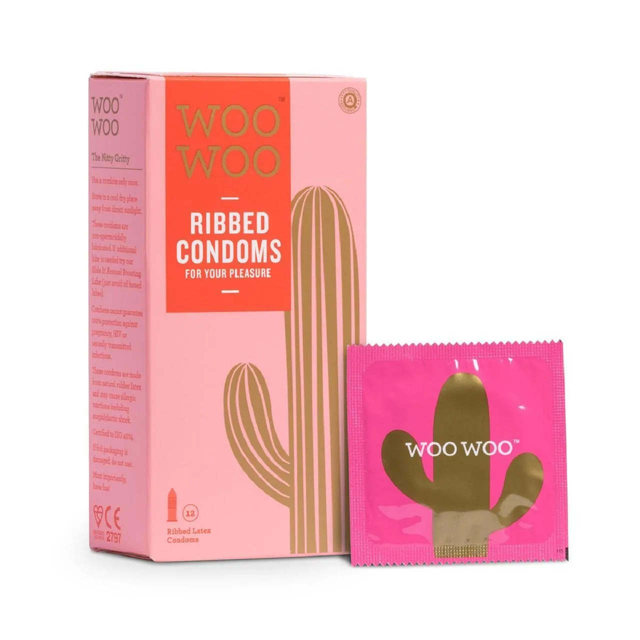 Woo Woo Ribbed Condoms 12 per pack