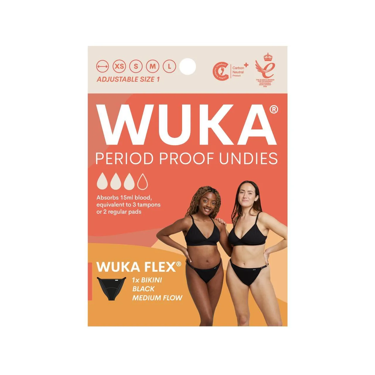 WUKA FLEX Adjustable Period Pants Medium Flow Size XS - L