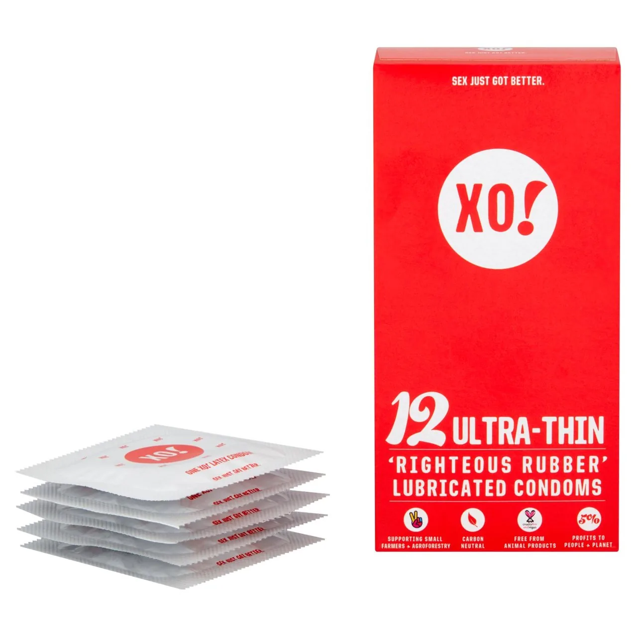 XO! Ultra-Thin 'Righteous Rubber' Lubricated Condoms 12 per pack