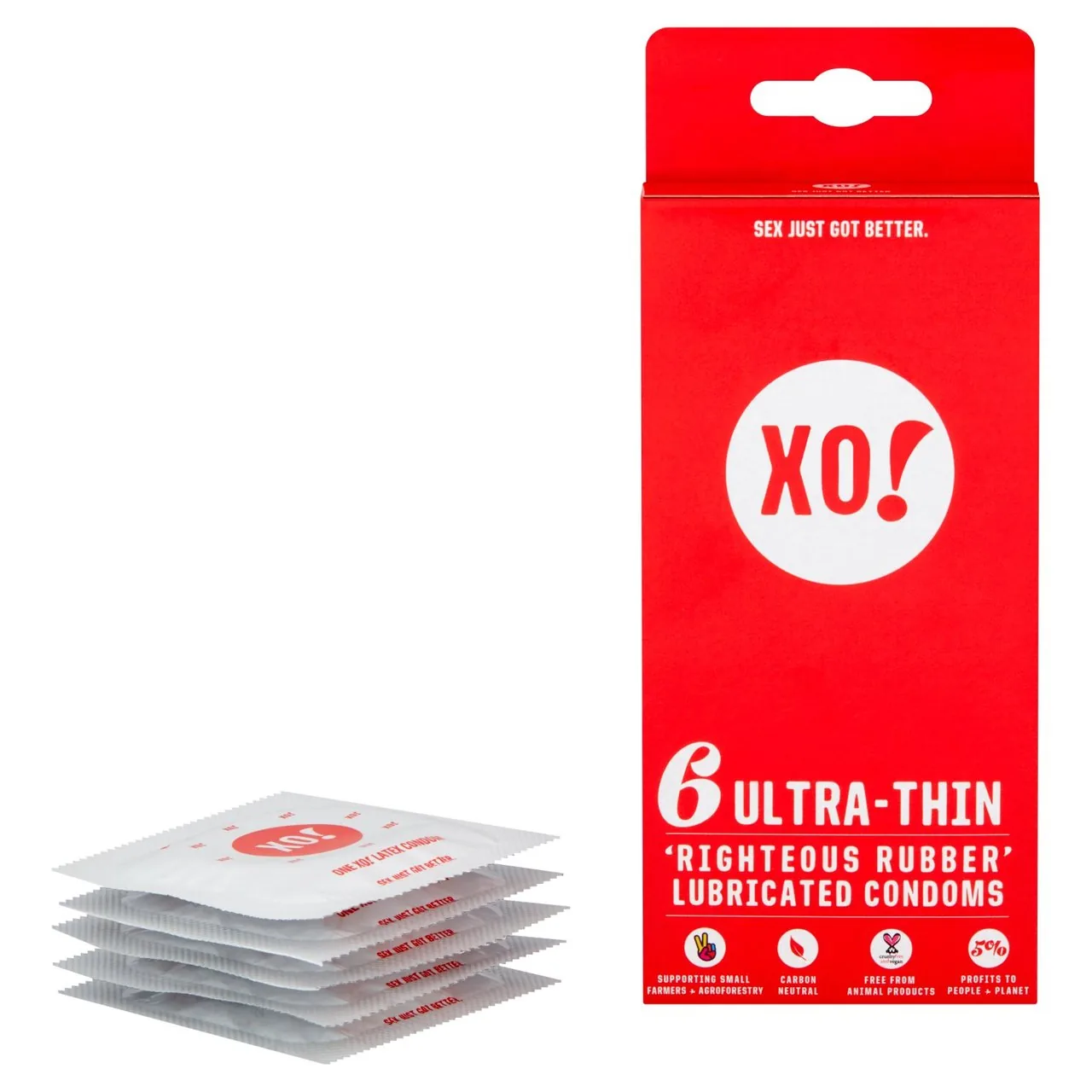 XO! Ultra-Thin 'Righteous Rubber' Lubricated Condoms 6 per pack
