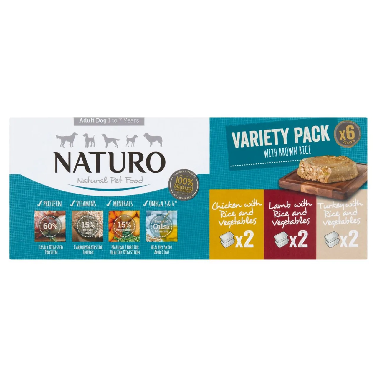 Naturo Adult Dog with Rice Variety Trays 6 x 400g