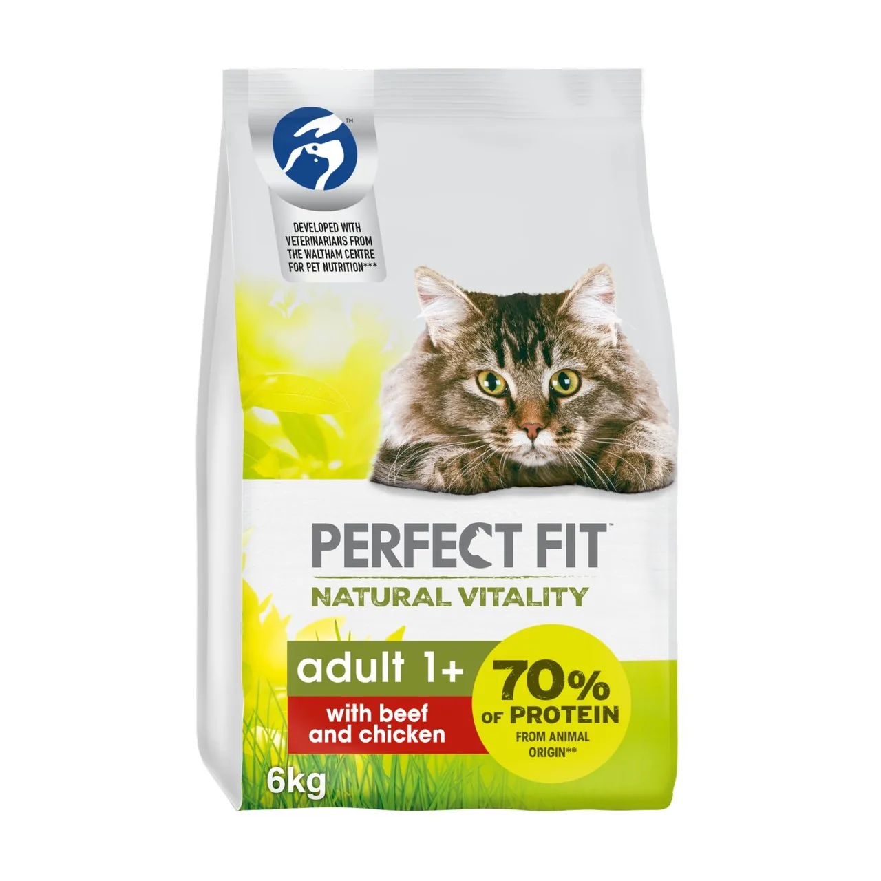 Perfect Fit Natural Vitality Cat Dry Adult 1+ with Beef & Chicken 6kg