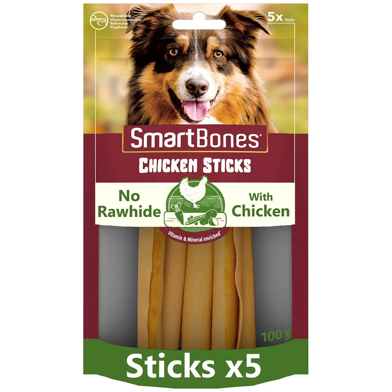 SmartBones 5 Chicken Rawhide Free Sticks Dog Treats 100g
