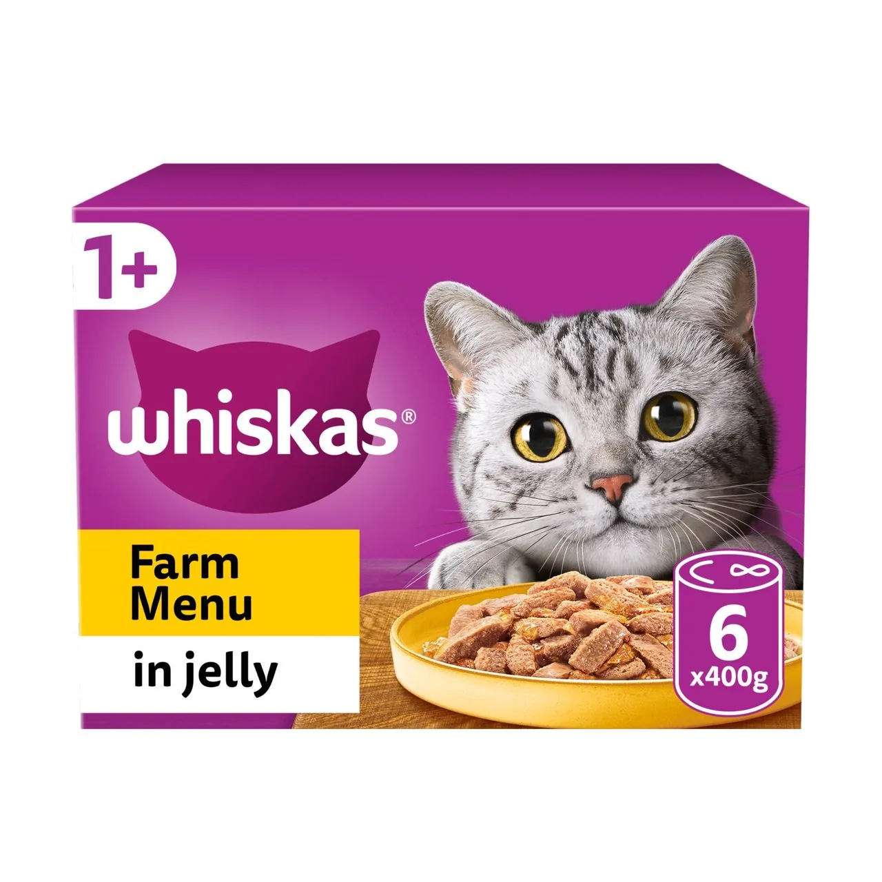 Whiskas 1+ Cat Tins Farm Menu in Jelly 6 x 400g
