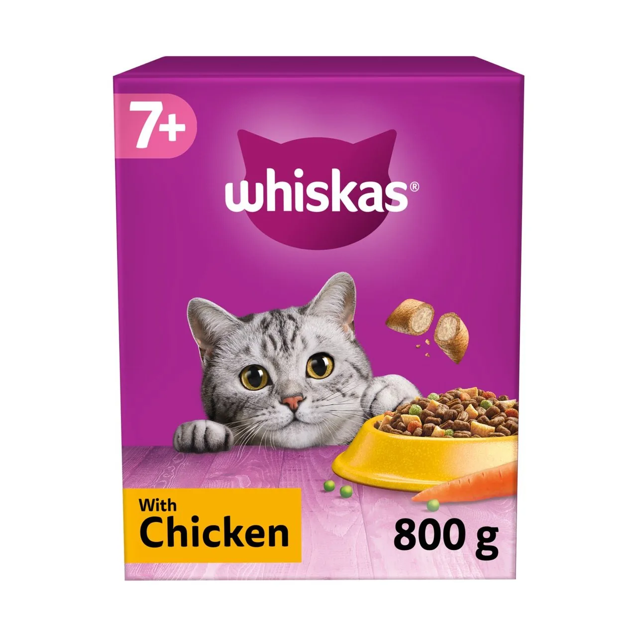 Whiskas 7+ Adult Dry Cat Food with Chicken 800g