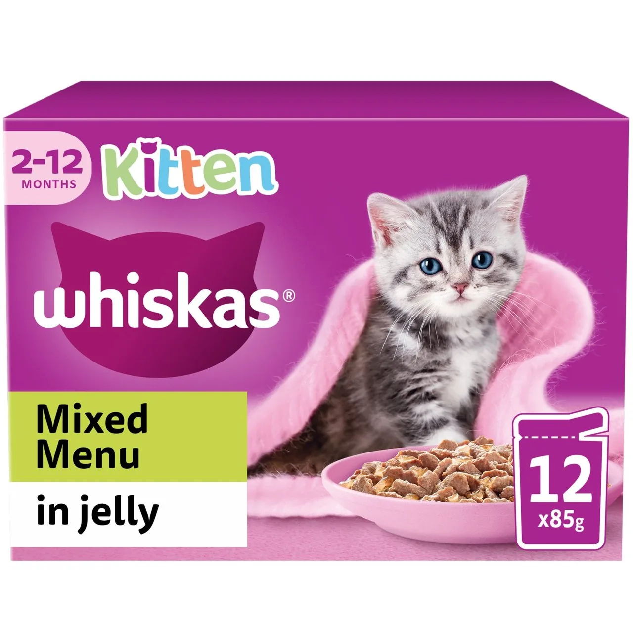 Whiskas Kitten 2-12months Mixed Fish & Meat in Jelly 12 x 85g