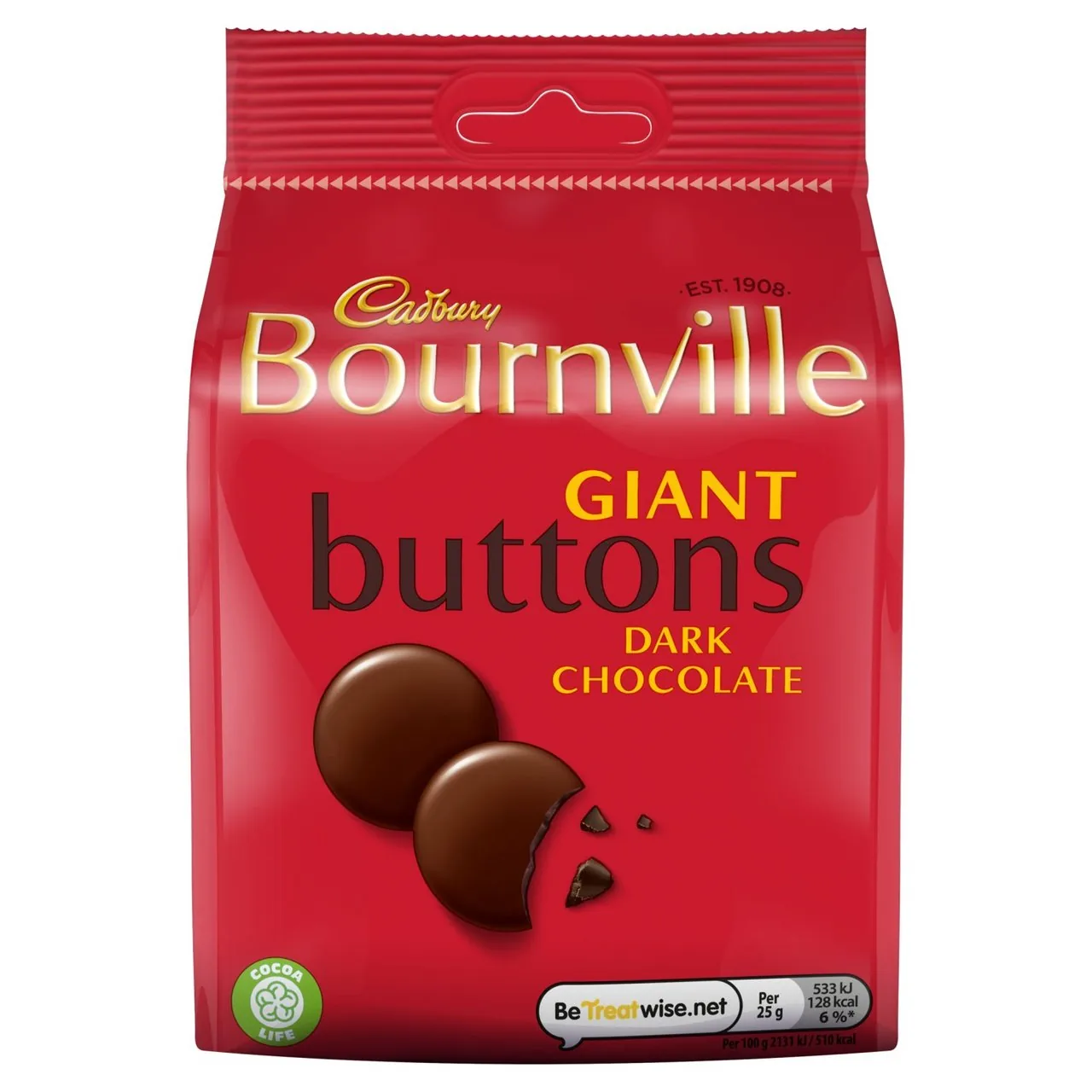 Cadbury Bournville Dark Chocolate Giant Buttons Bag 100g