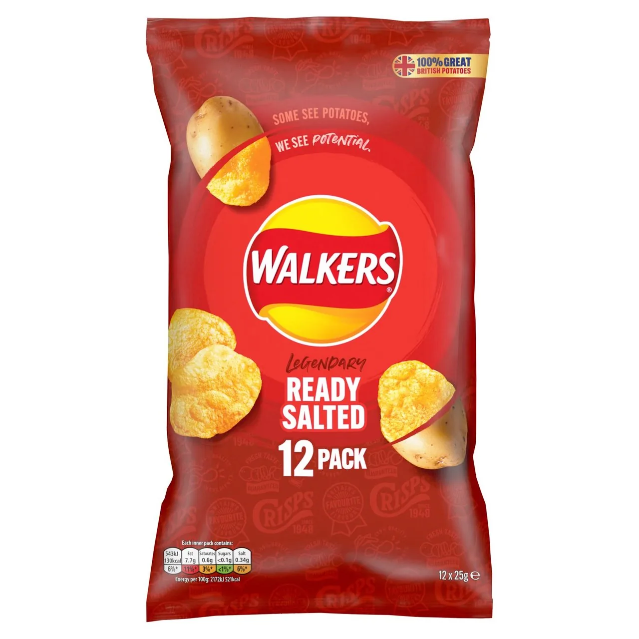 Walkers Ready Salted Multipack Crisps 12 per pack