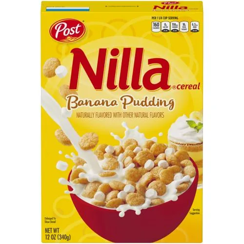 Post Nilla Cereal Banana Pudding, paquet de céréales au goût de pudding à la banane et marshmallow de 340g