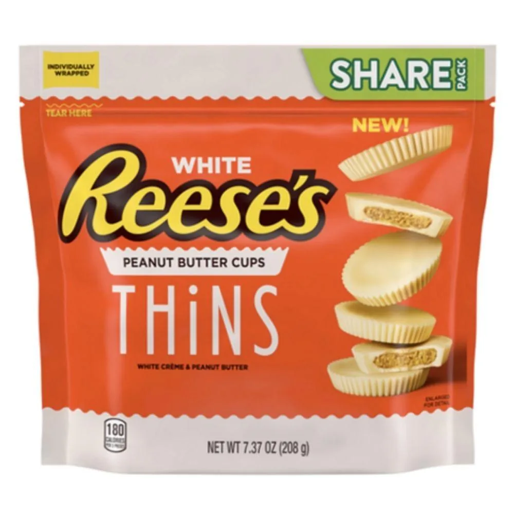 Reese's Peanut Butter Cups Thins White, chocolat blanc au beurre de cacahuète de 208g