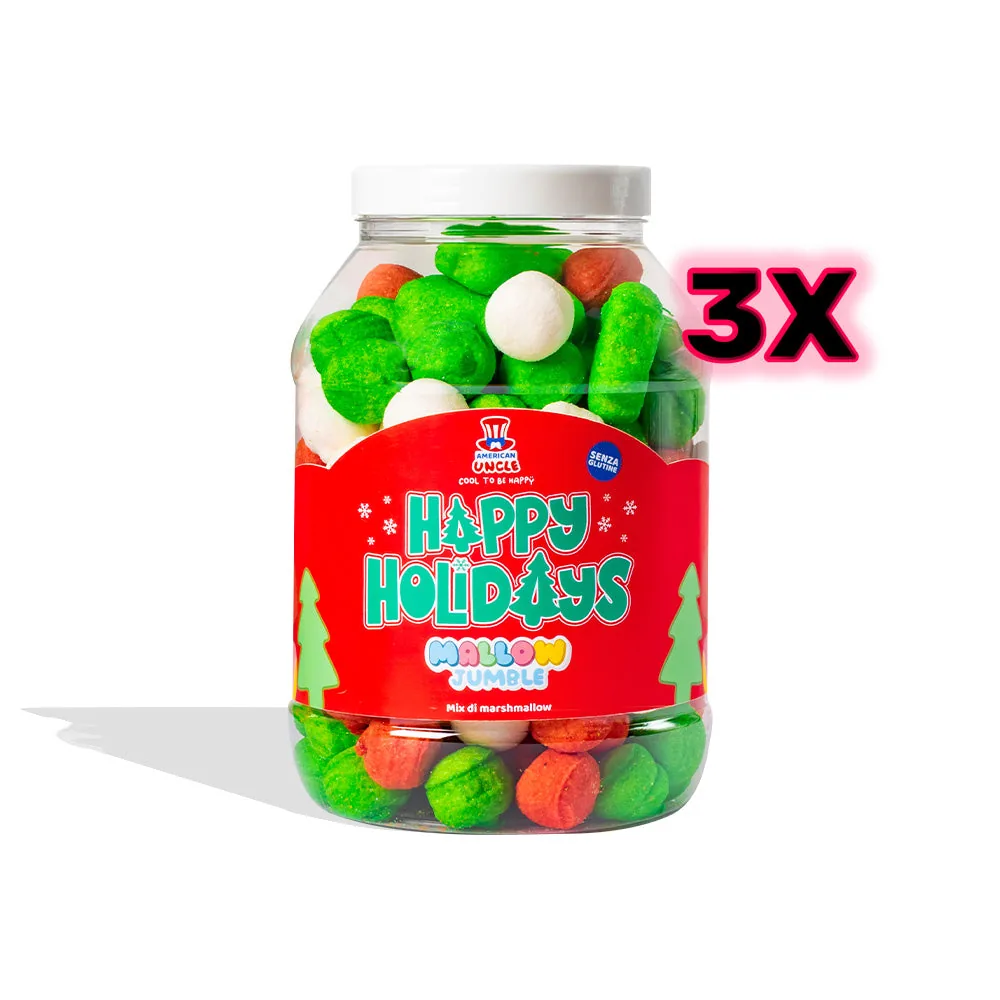 3x Mallow Jumble “Joyeuses Fêtes”, 3 bocaux de marshmallow à composer avec vos goûts préférés