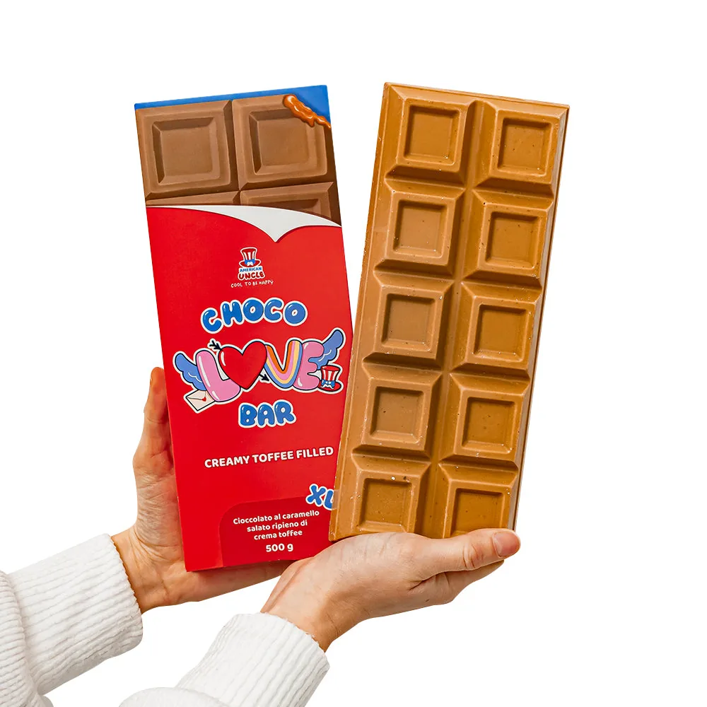 XL Barre de Choco Love remplie de Toffee crémeux, chocolat au caramel rempli de crème toffee de 500g