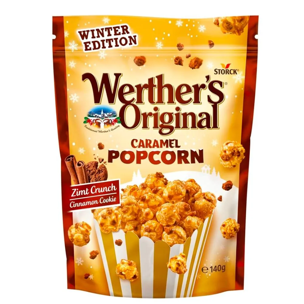 Werther’s Original Caramel Popcorn Cinnamon Cookie, popcorn caramélisé avec des morceaux de biscuits à la cannelle de 140g