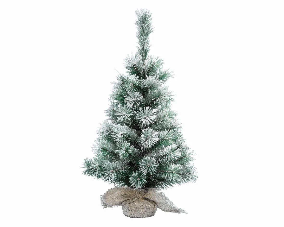 Albero di Natale Innevato con Base in Sacco Juta modello Vancouver