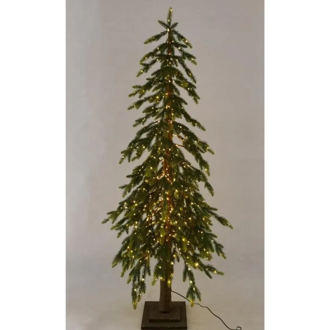Albero di Natale con LED caldi e base in legno