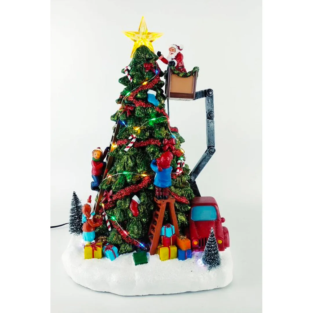 Babbo Natale che Addobba l'Albero - Miniatura con Babbo Natale