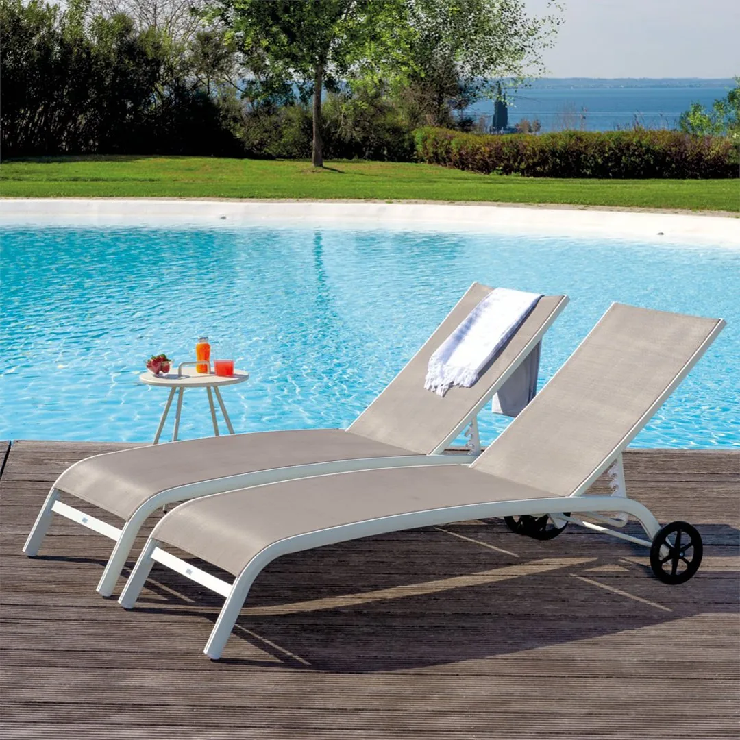 Beach - Lettino prendisole con ruote e schienale regolabile