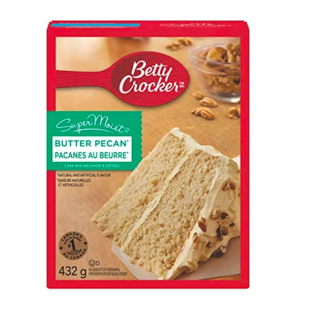 Betty Crocker Super Moist Butter Pecan Cake, préparation pour gâteau au goût de pacanes au beurre de 432g