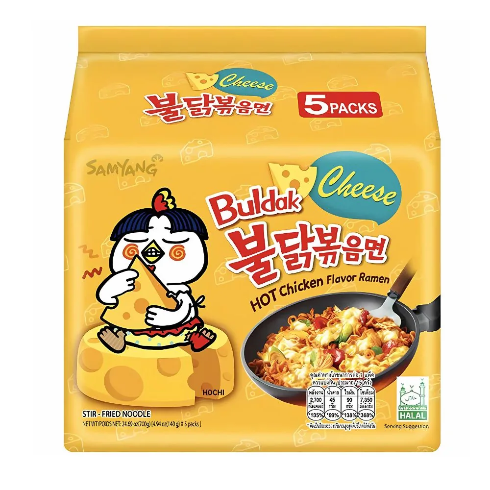 5x Samyang Buldak Hot Chicken Flavor Ramen Cheese, ramen au poulet épicé de 140g