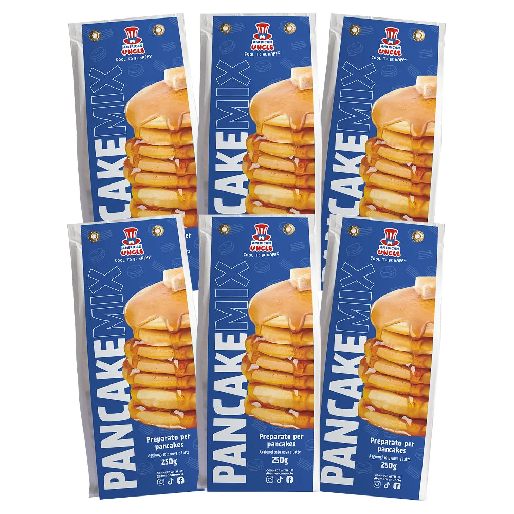 6x American Uncle Préparation pour pancakes, 6 préparations pour 10 pancakes chacune de 250g