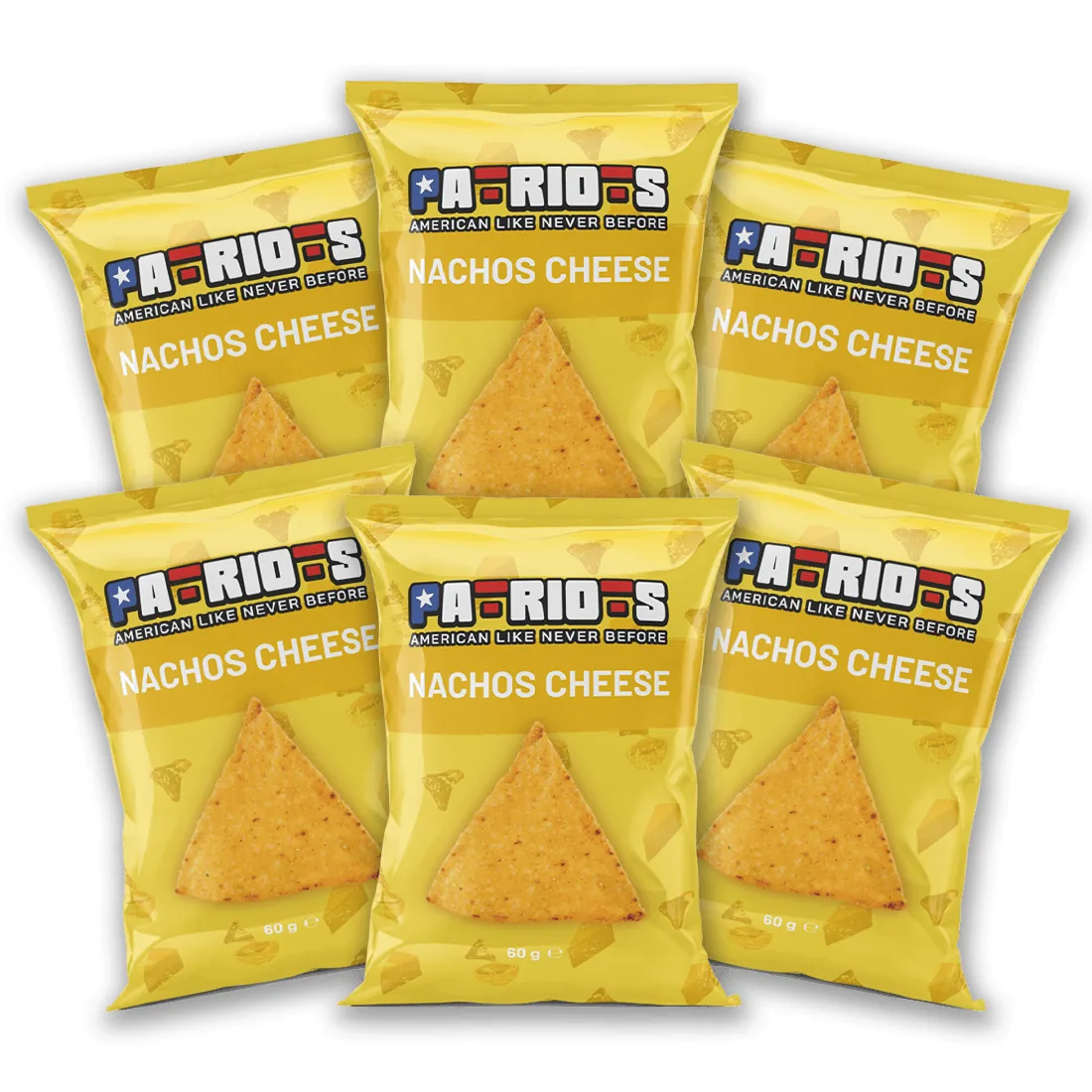 6x Patriots Nachos Cheese, nachos au fromage de 60g