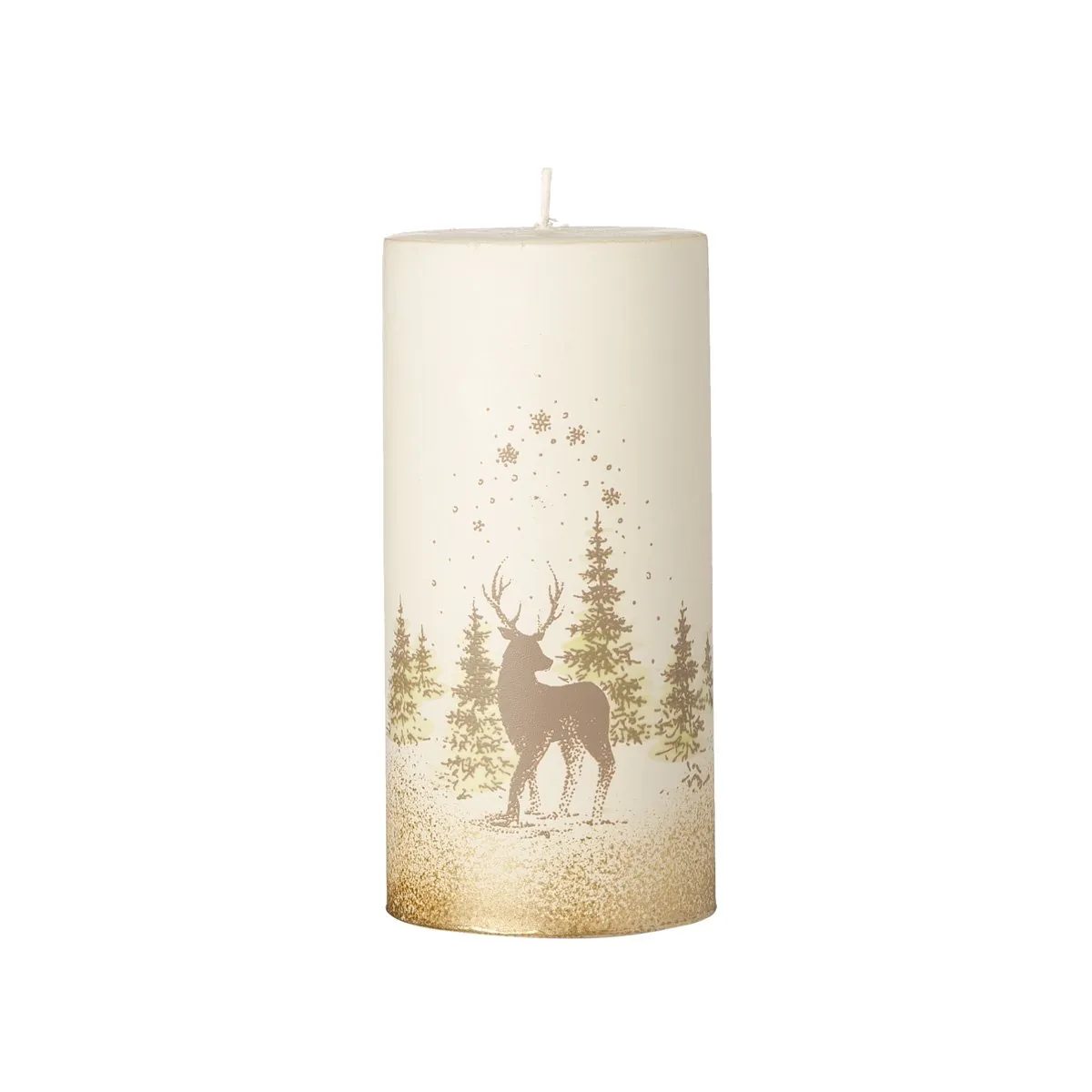 Candela Cilindro Dia 7xH15cm Decoro Renna Oro