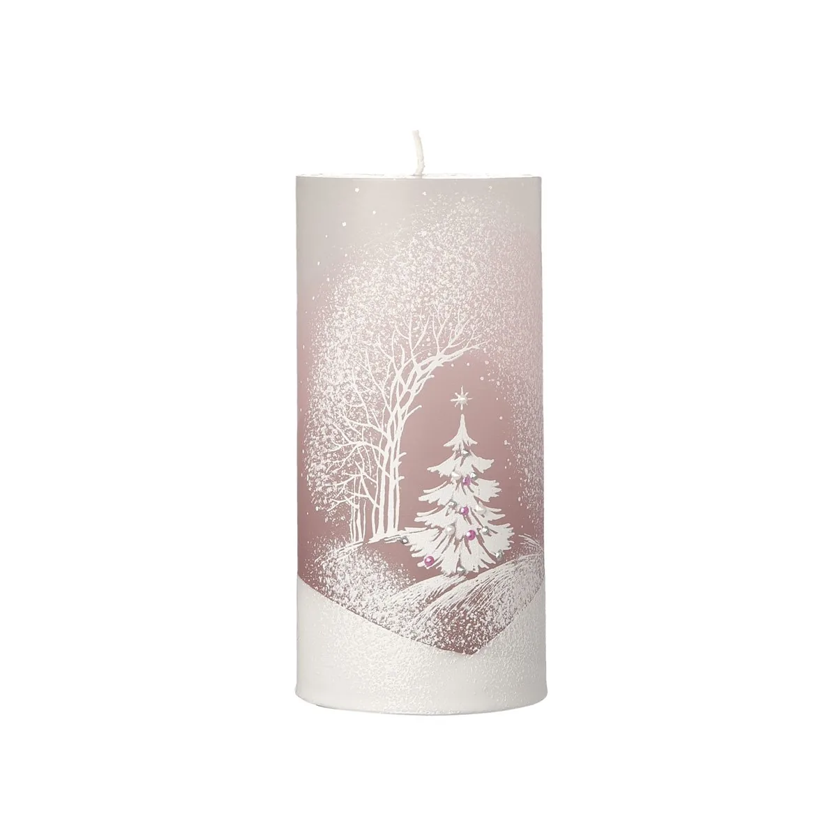 Candela Cilindro dia7xh15cm Paesaggio Rosa