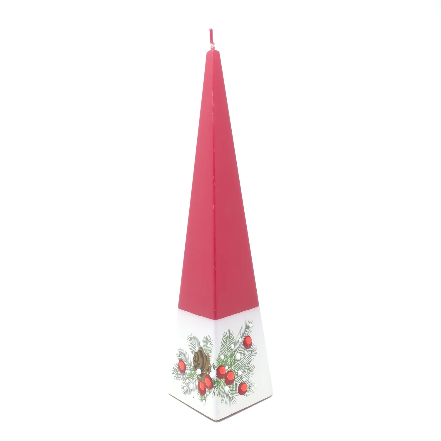 Candela Piramide H25cm Decoro Pino-Pigne-Sfere