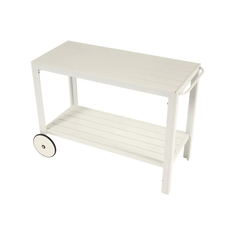 Carrello da giardino in alluminio bianco con ruote