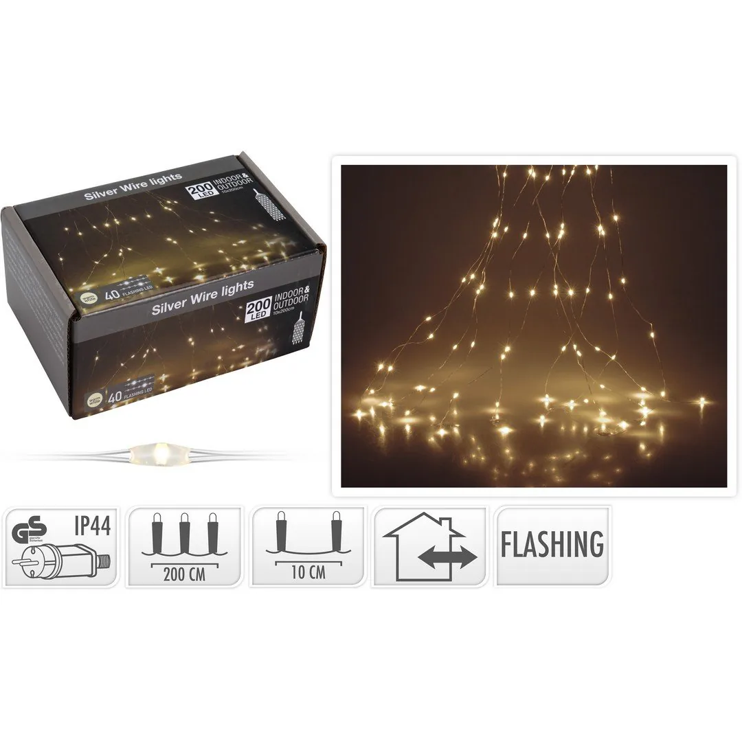 Cascata LED Bianco Caldo Cavo Metal Uso ESTERNO