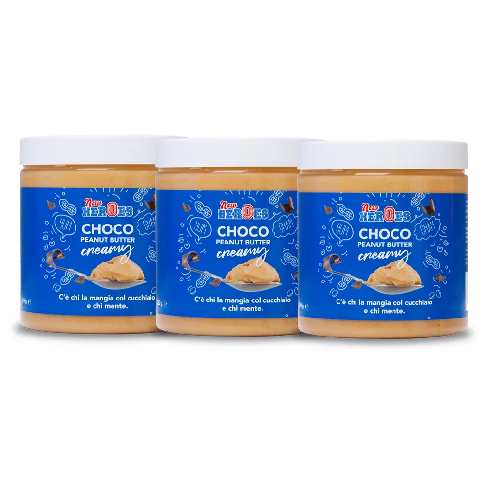 3x New Heroes Choco Peanut Butter Creamy, crème au chocolat et au beurre de cacahuète de 220g