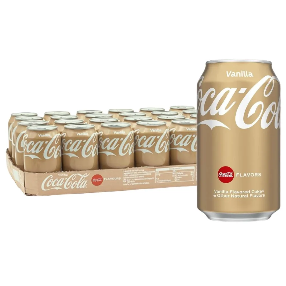 Coca Cola Vanilla, boisson à la vanille de 330ml (paquet de 24)
