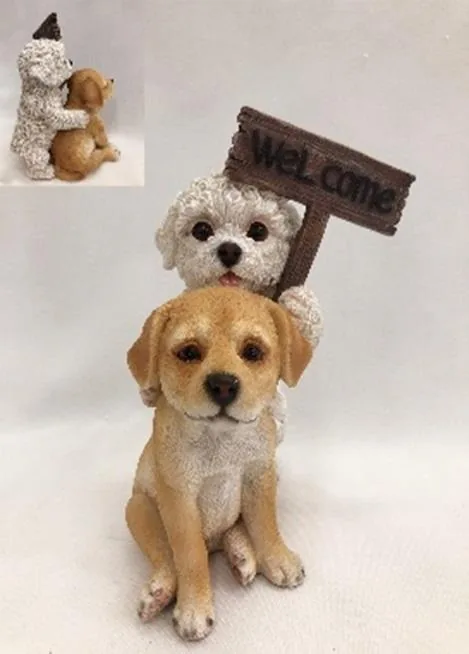 COPPIA CANI WELCOME 14X12XH17,5CM