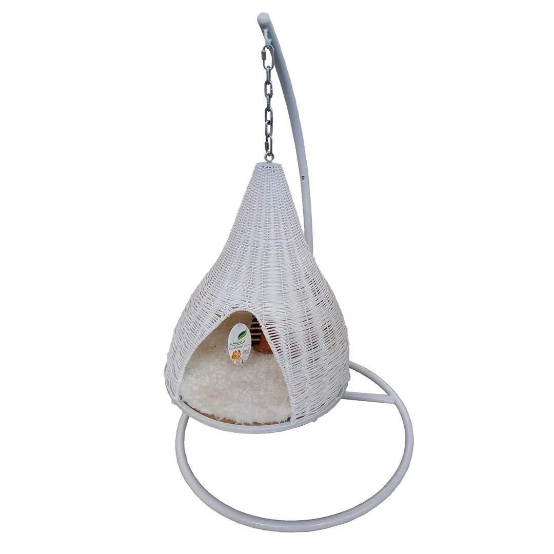 Cuccia Nido Swing Rattan Bianco 70x70x120cm