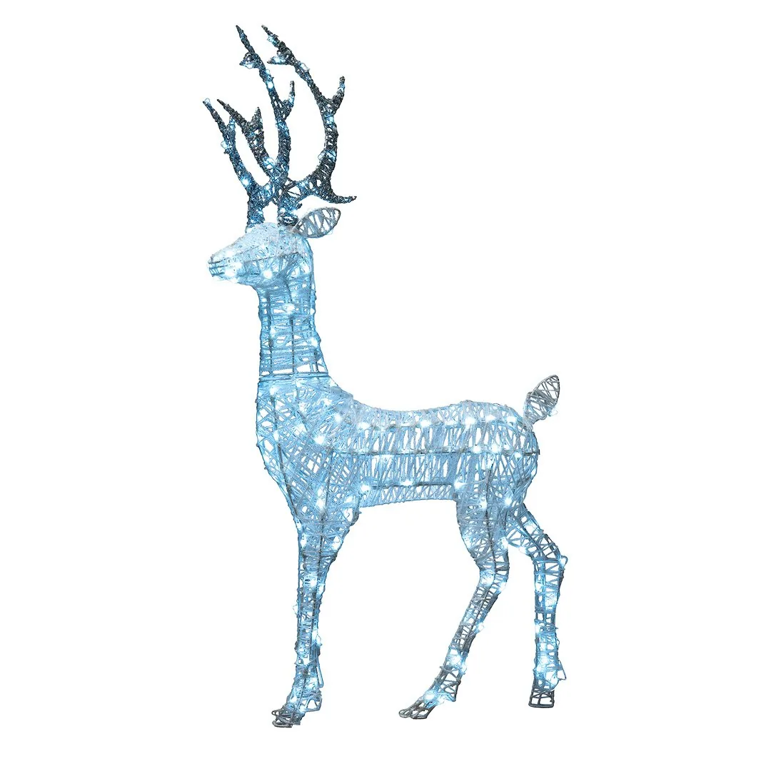 Decorazione Luminosa Natalizia Cervo in piedi Bianco Alto 100 cm