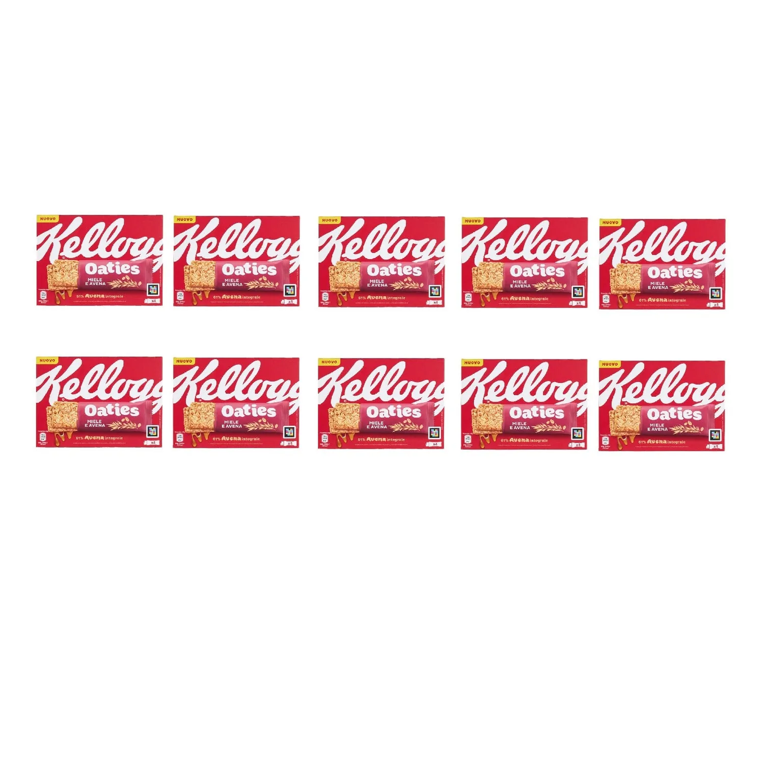 10x Kellogg's Oaties barretta miele e avena Barres miel-avoine, (4x40g) 160gr