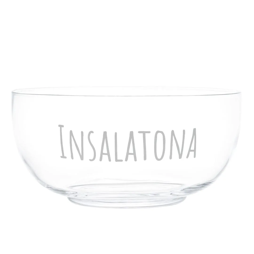 Simple Day- Insalatiera in vetro soffiato con scritta Insalatona