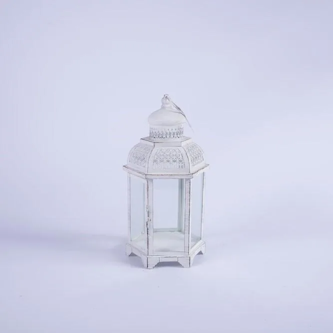 Lanterna Esagonale in metallo Bianco19X16XH35CM