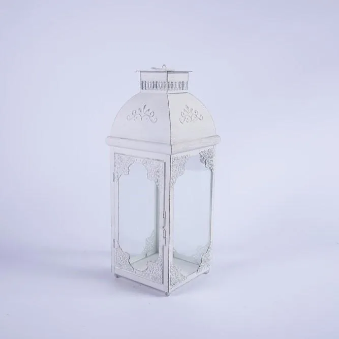 Lanterna in Metallo Bianco 16X5X16,5XH44CM