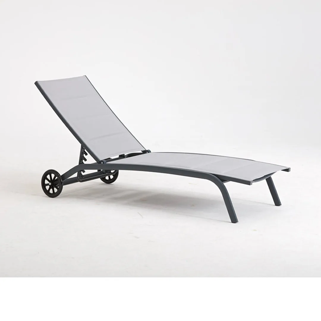 Caddy Bianco/Grigio - Lettino prendisole in alluminio con ruote