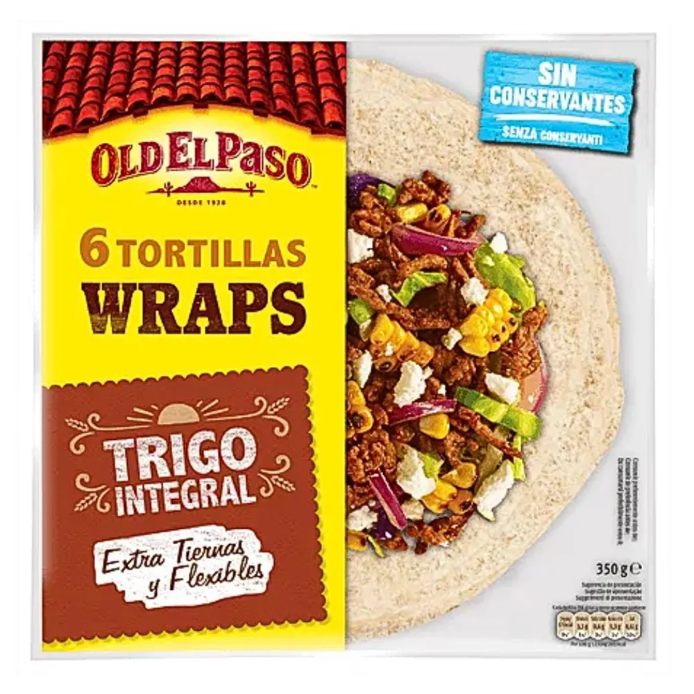 Old El Paso Wholewheat Tortillas Wrap, 6 tortillas complètes de 350g