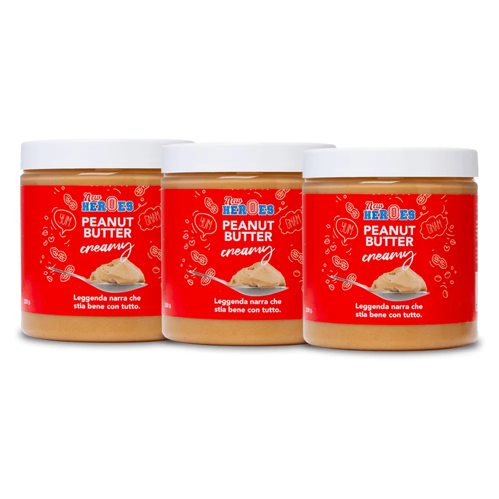 3x New Heroes Peanut Butter Creamy, beurre d'arachide de 250g
