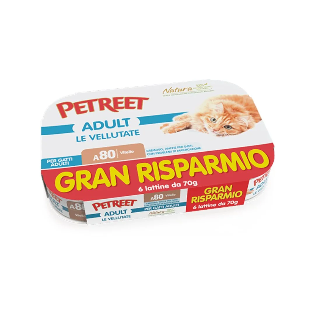 Petreet Natura – Le Vellutate multipack al vitello 6x70g per gatti adulti