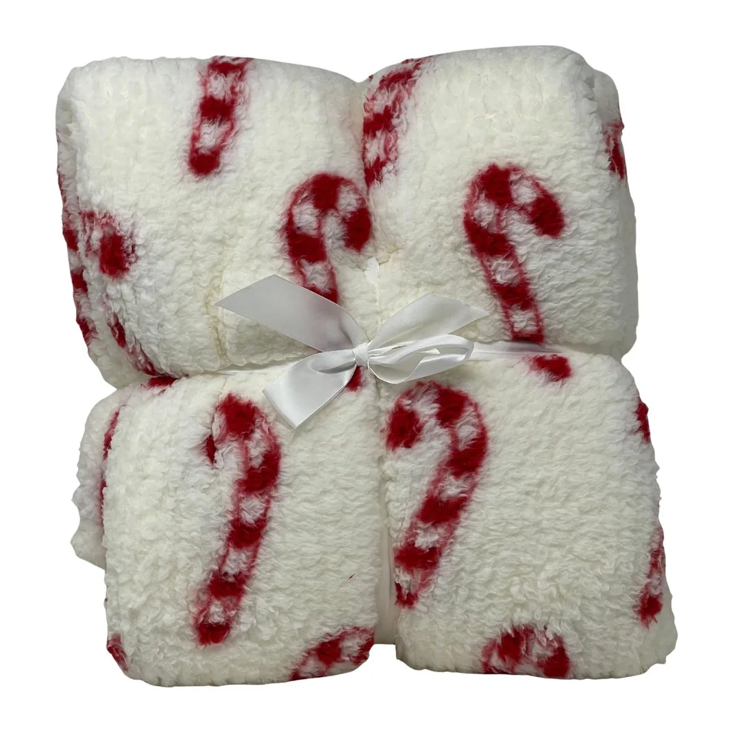 Plaid Candy Cane 150x200 cm rosso e bianco