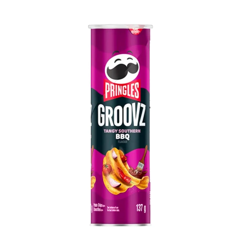 Pringles Groovz Tangy Southern BBQ, chips épicées au goût barbecue de 137g