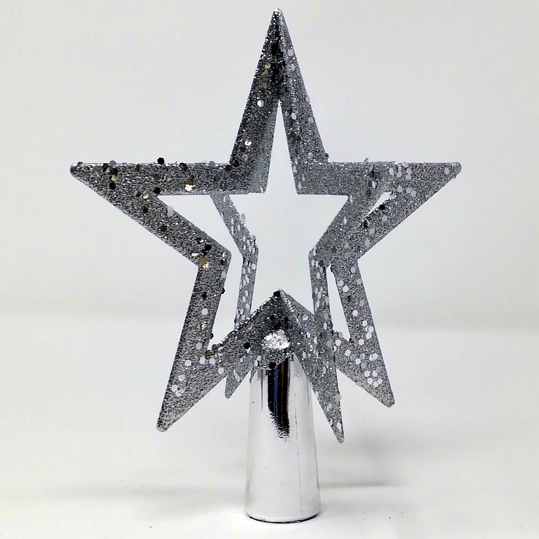 Puntale Stella Argento Tridimensionale 20 cm