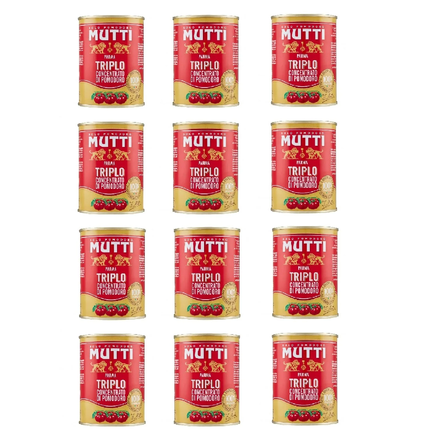 12x Mutti Triplo Concentrato Di Pomodoro - Triple Concentré De Tomates - 100 % Tomates Italiennes - Boîte De 400 G