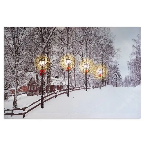 Quadro di Natale a Led Paesaggio di Neve 60x40